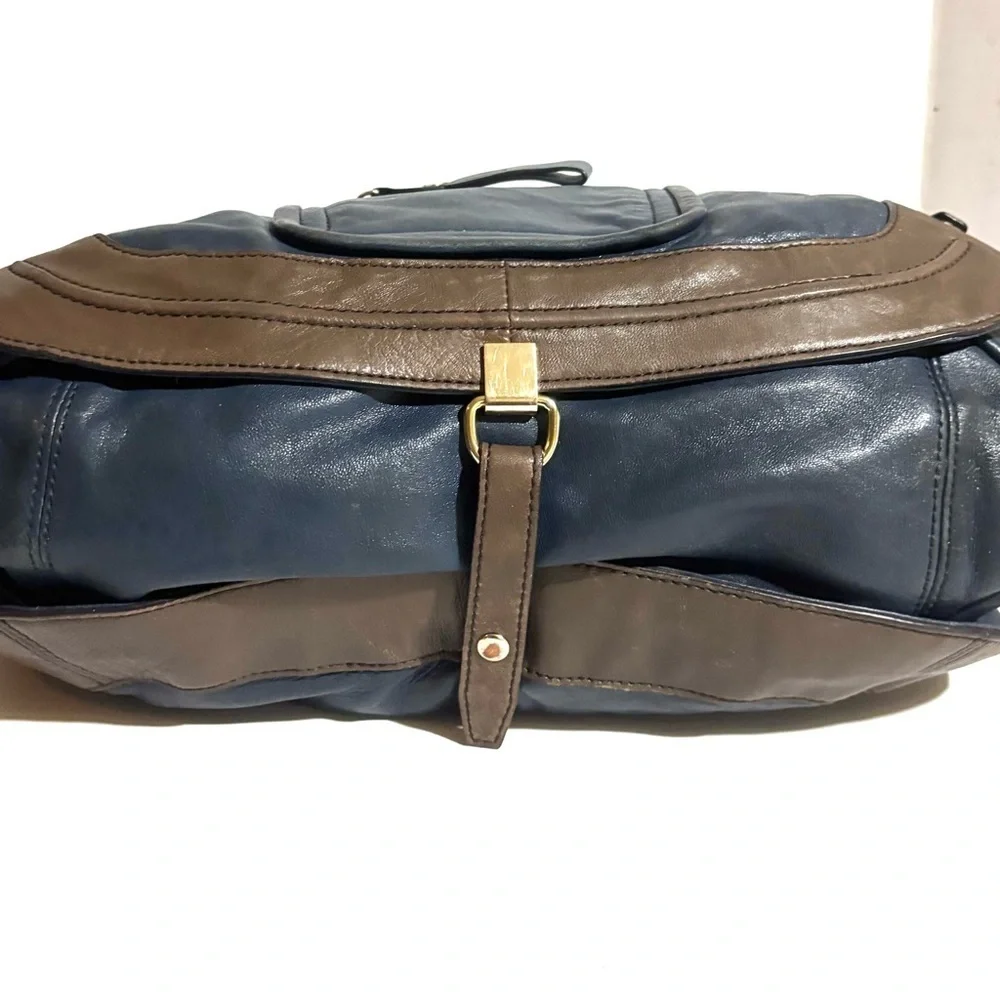 Kooba Stylish Blue and Brown gray shoulder distressed leather Bag